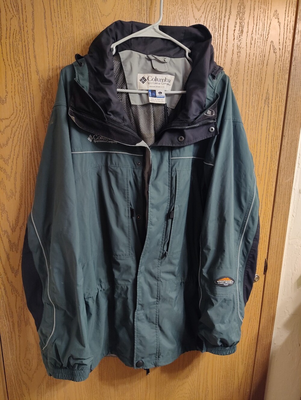 Columbia Men's Teal and Black Hooded Shell Jacket